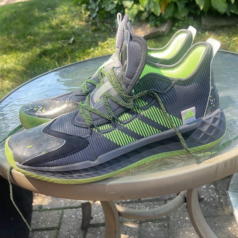 #Adidas Black and Neon Green Sneakers